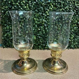 Princess House crystal and brass candle holders
